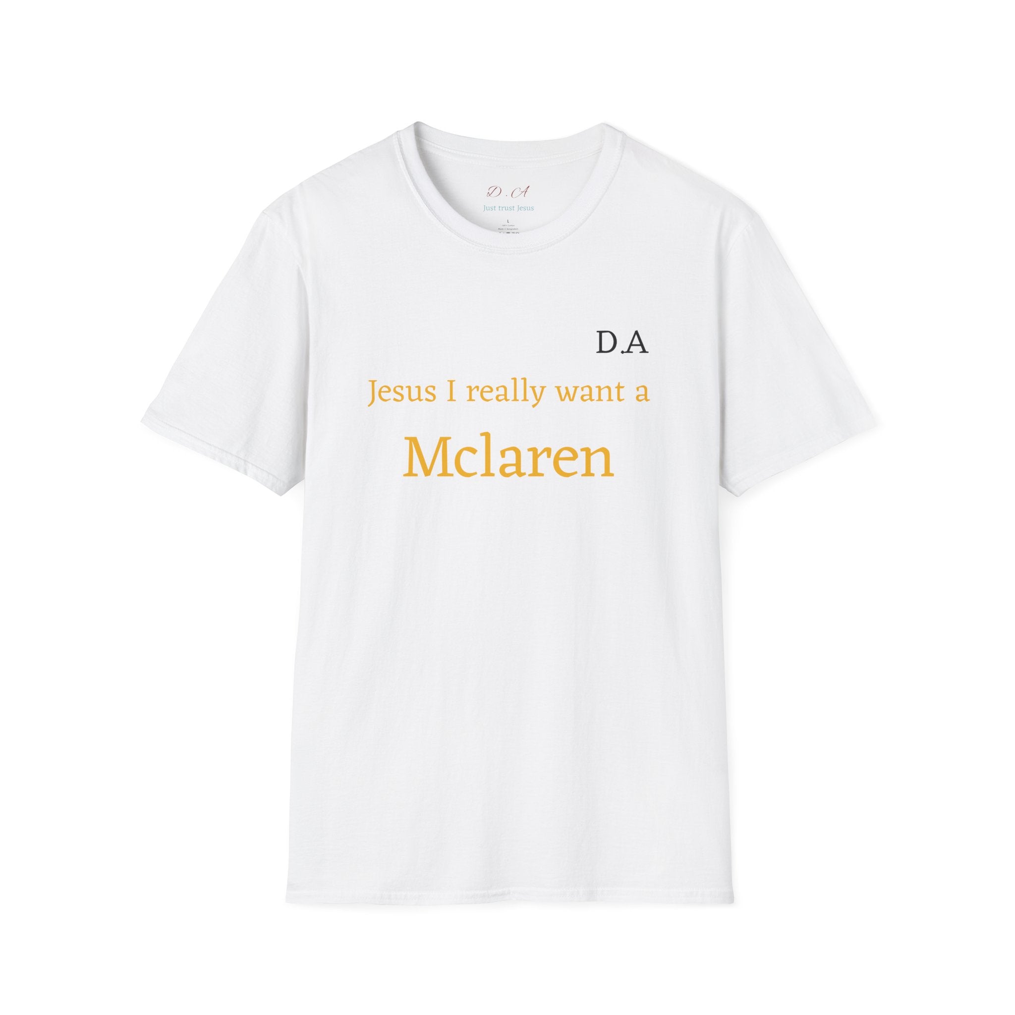 T-Shirt "Jesus I really want A Mclaren" Minimalist Monogram Tee
